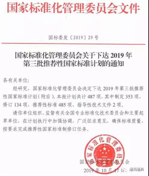 2019第三批推荐性国家标准计划下发 含超硬材料、涂附磨具行业两项标准