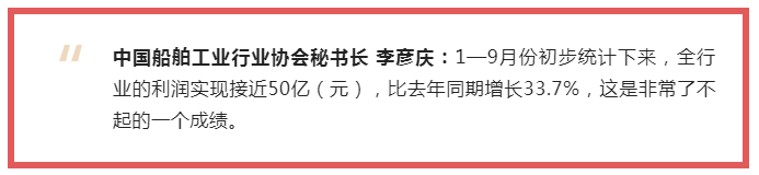 央视新闻：前三季度中国船舶工业利润实现增长